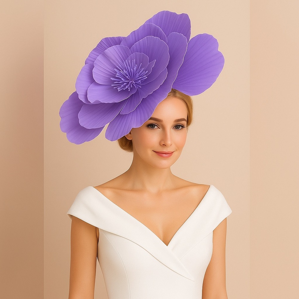 Kentucky Derby Hat Floral Fascinator Purple Lavender Headband Headwear